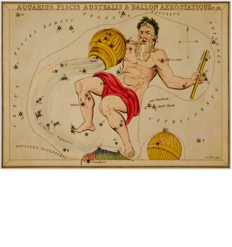 Aquarius zodiac poster, night sky poster personalized