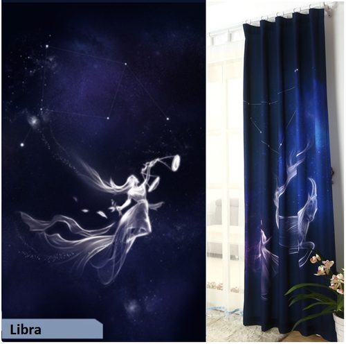 Zodiac drapes, outer space window curtains