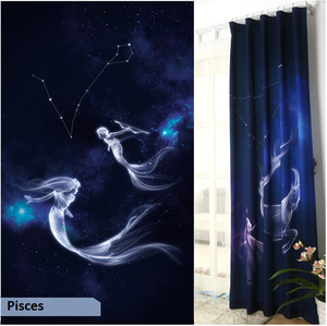 Zodiac drapes, outer space window curtains