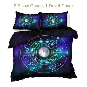 Astrology Moon And Stars Bed Sheets With Zodiac Pillow Cases - Cosmic Décor - All Sizes Available