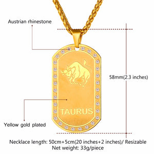 Aquarius necklace men, astrology jewelry
