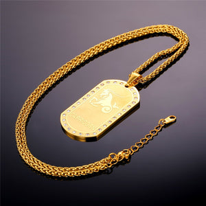 Mens Capricorn necklace, zodiac sign jewelry