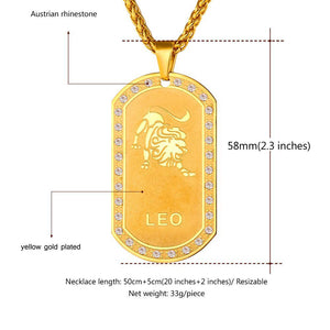 Leo necklace men, astrology jewelry