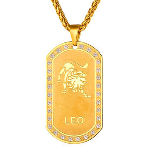 Mens zodiac jewelry, Leo necklace