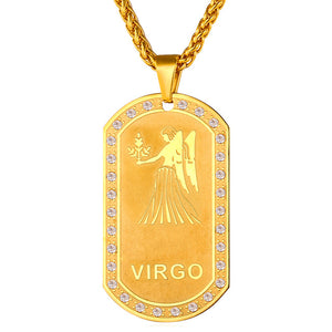 Mens zodiac jewelry, Virgo necklace