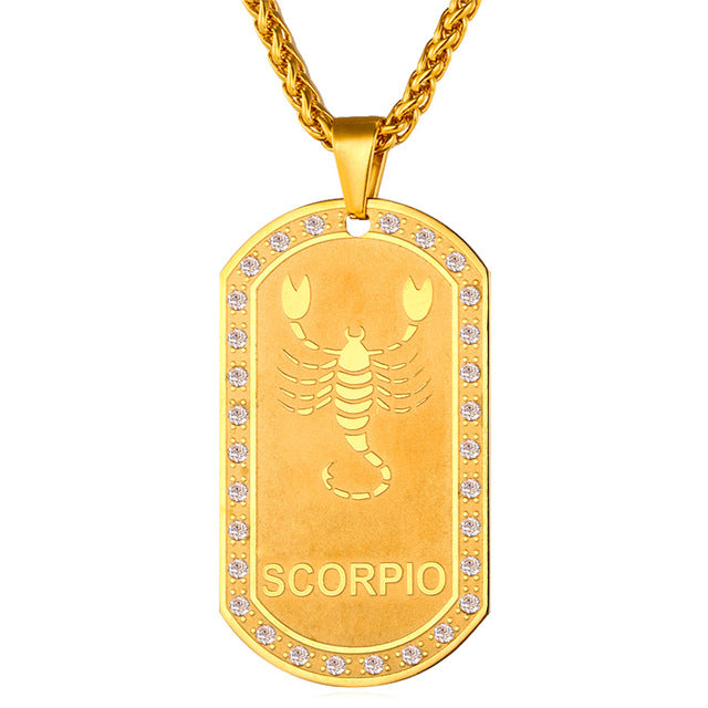 Mens zodiac jewelry, Scorpio necklace