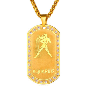 Mens zodiac jewelry, aquarius necklace