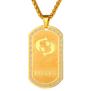 Mens zodiac jewelry, Pisces necklace