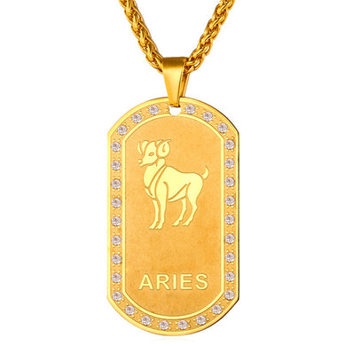 Mens zodiac jewelry, Aries necklace