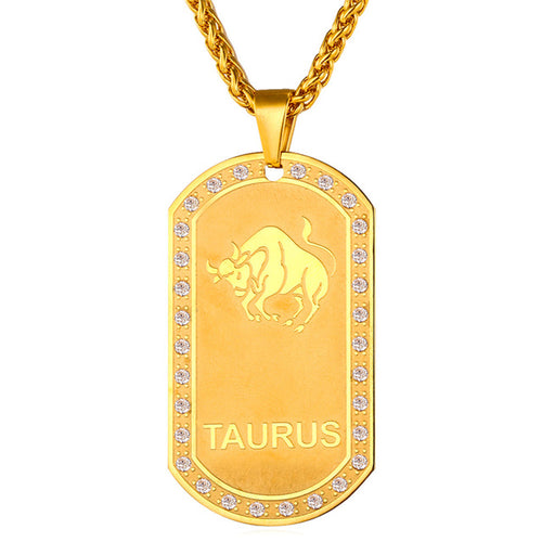 Mens zodiac jewelry, Taurus necklace