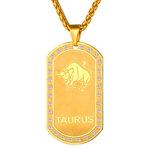 Mens zodiac jewelry, Taurus necklace