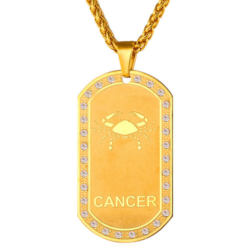 Mens zodiac jewelry, Cancer necklace