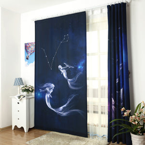 Purple zodiac tapestry, star print curtains