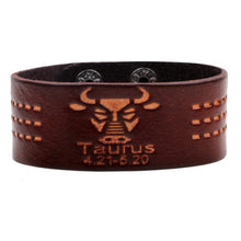 Leather strap bracelet, mens zodiac bracelets, taurus