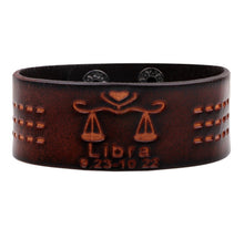 Leather strap bracelet, mens zodiac bracelets, libra