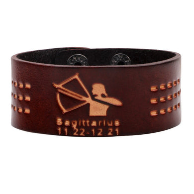 Leather strap bracelet, mens zodiac bracelets, sagittarius