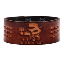 Leather strap bracelet, mens zodiac bracelets, virgo