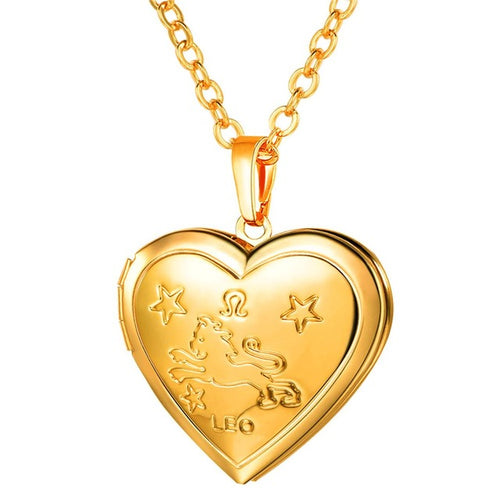 Leo necklace, heart locket