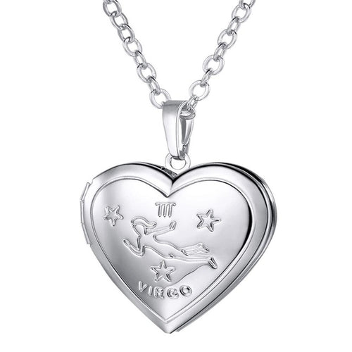 Virgo necklace, heart locket