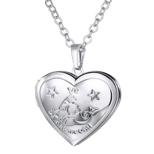 Capricorn necklace, heart locket