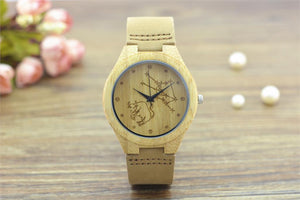 Natural Bamboo Wooden Wrist Watch - Taurus Engraved