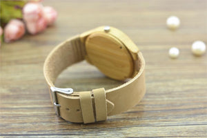 Natural Bamboo Wooden Wrist Watch - Virgo Engraved