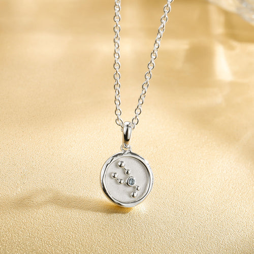 Zodiac Star Constellation Necklace – Taurus Astronomy Jewelry - <b>Sterling Silver</b>