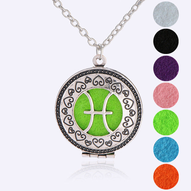 essential oil pendant necklace, Pisces jewelry